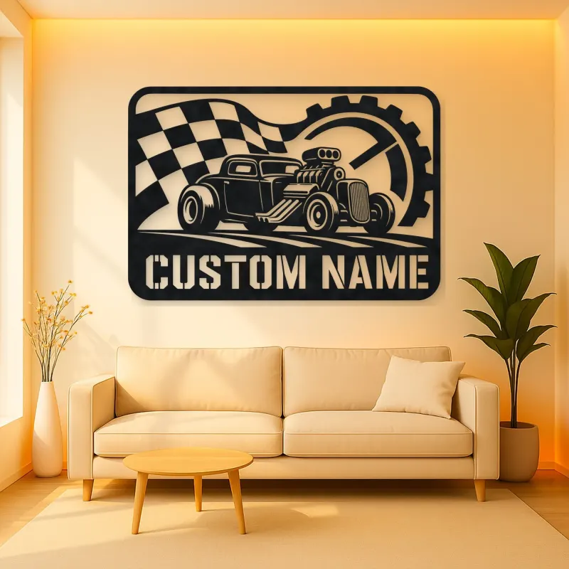 Personalized Hot Rod Racing Metal Wall Art