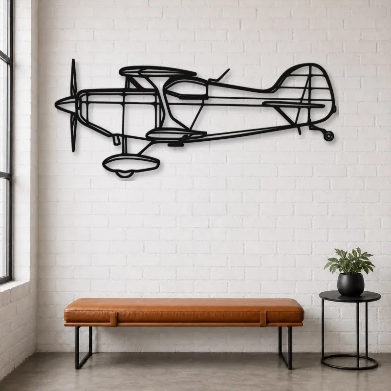 Silhouette en métal d'avion Pitts S-1T, Décoration murale en métal, Décor aéronautique, Cadeau pour aviateur