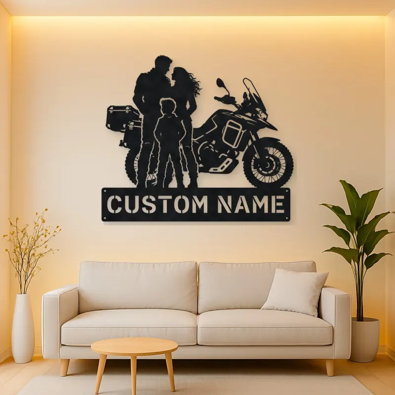 Personalized Adventure Motorcycle Family Metal Wall Art