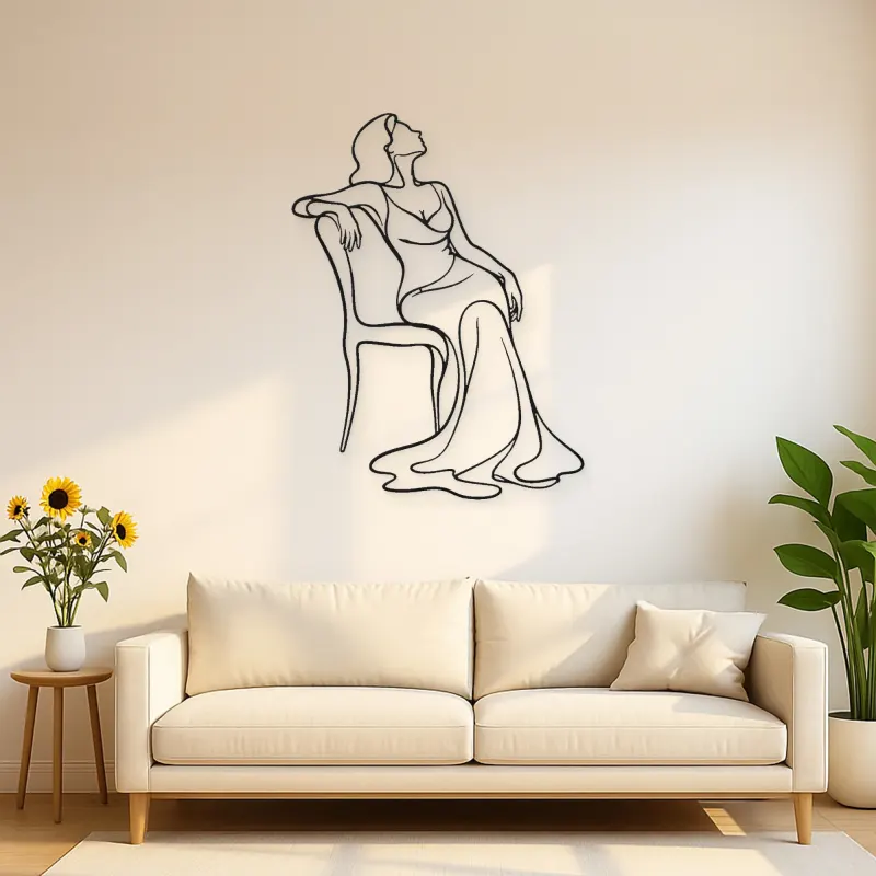 Draped Chair Pose Metal Wall Art | Fashion Figure Wall Decor