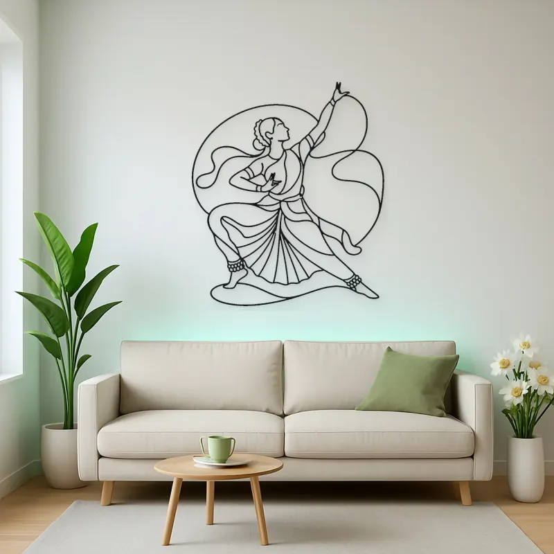 Bharatanatyam Pose Metal Wall Art | Dance Silhouette Wall Decor