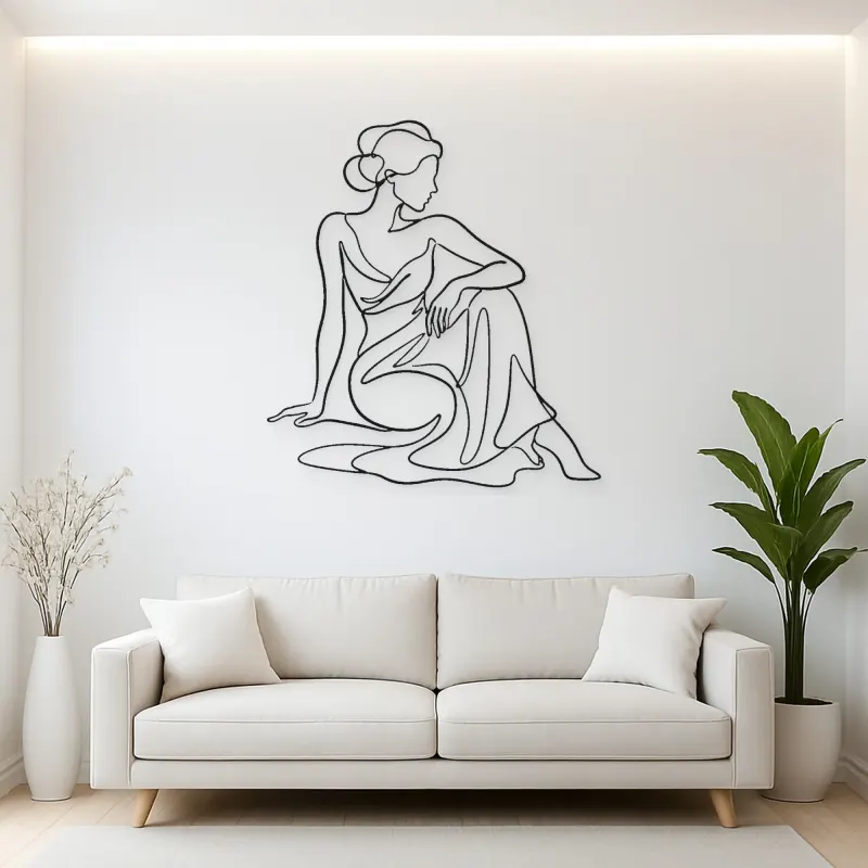 Poised Seated Woman Metal Wall Art | Fashion Figure Wall Decor