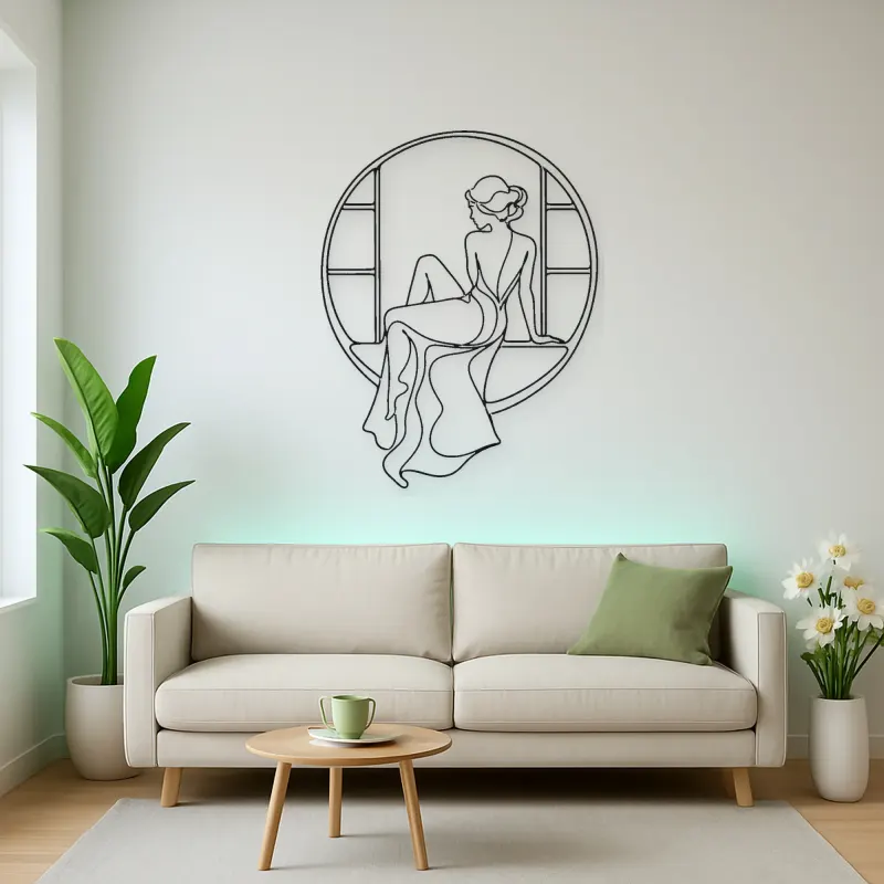 Quiet Window Muse Metal Wall Art | Feminine Figure Wall Decor