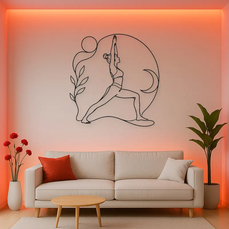 Warrior One Strength Metal Wall Art | Yoga and Meditation Wall Decor