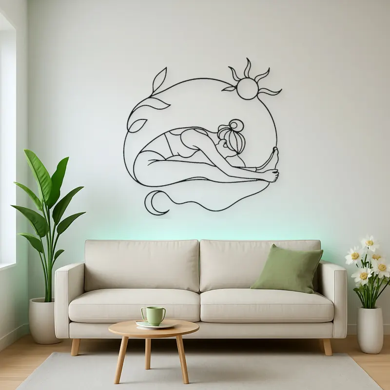 Seated Forward Fold Metal Wall Art | Yoga and Meditation Wall Decor