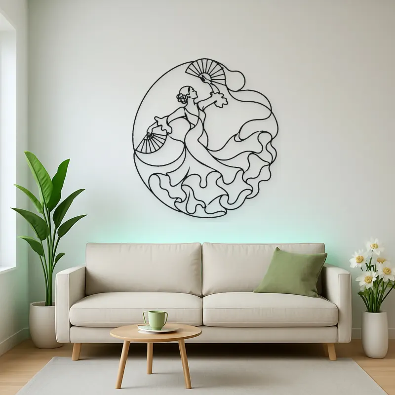 Sevillana Fan Dance Metal Wall Art | Dance Silhouette Wall Decor