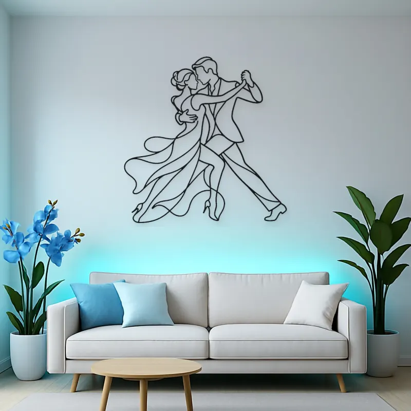 Tango Close Embrace Metal Wall Art | Couple Dance Wall Decor