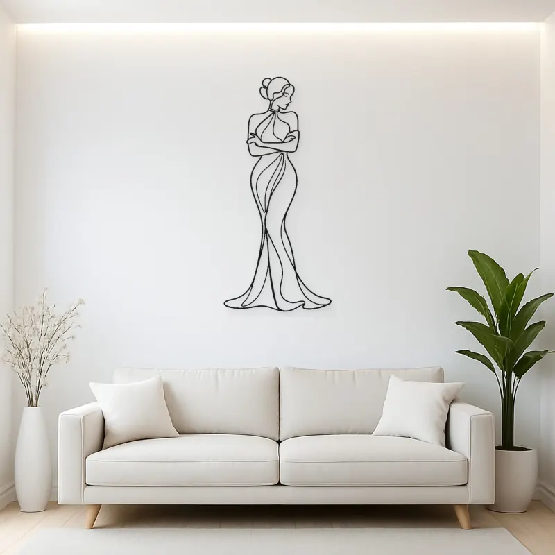 Arms Crossed Muse Metal Wall Art | Feminine Figure Wall Decor