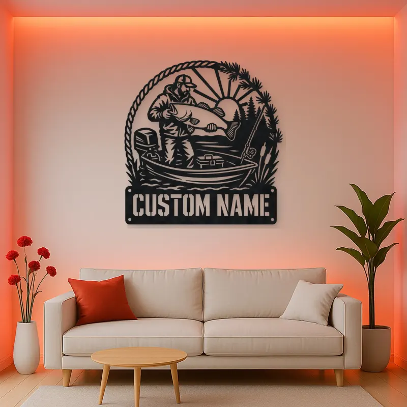 Personalized Fisherman Big Catch Boat Metal Wall Art