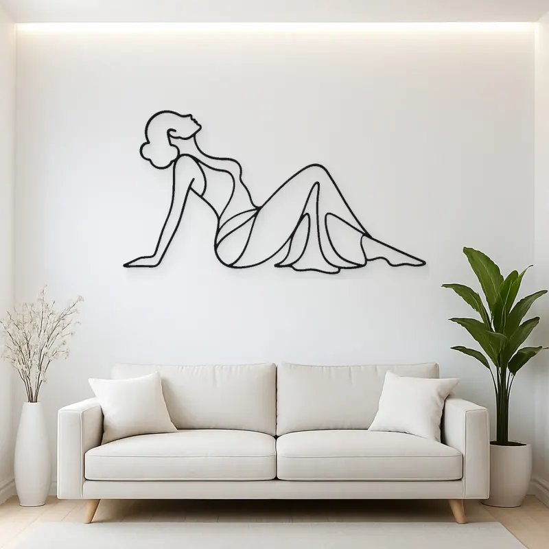 Reclining Side Silhouette Metal Wall Art | Feminine Figure Wall Decor