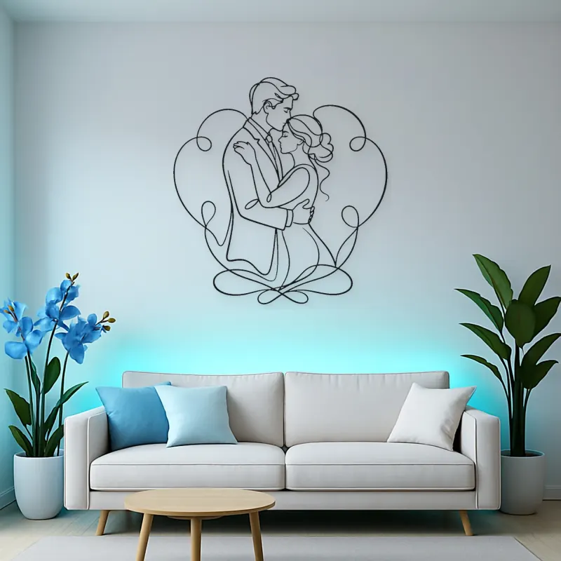 Forehead Kiss Couple Metal Wall Art | Romantic Couple Decor