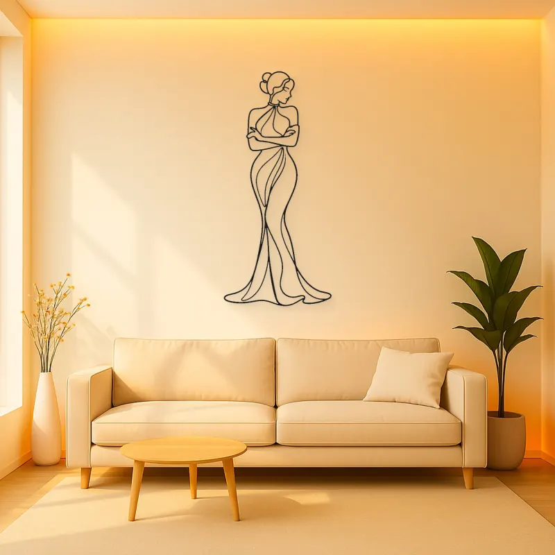 Arms Crossed Muse Metal Wall Art | Feminine Figure Wall Decor