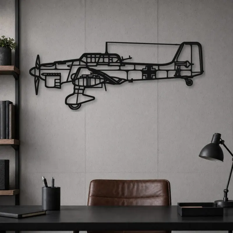 Silhouette d'avion Stuka JU-87 en métal, Décoration murale en métal, Décor aéronautique, Décor d'aviation