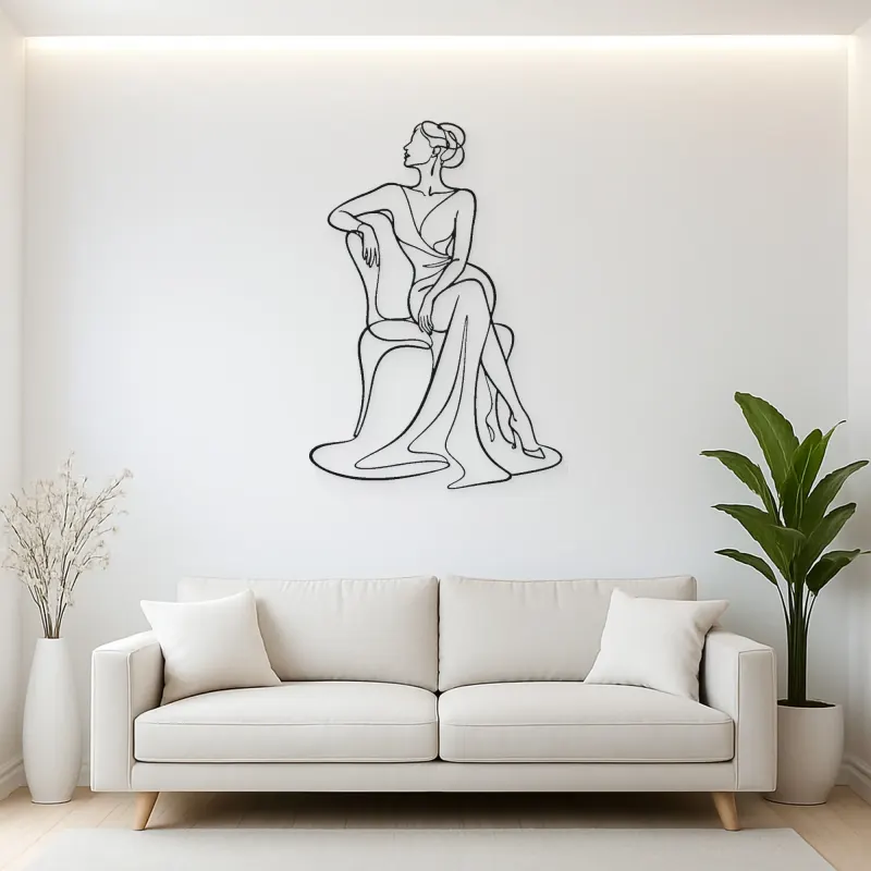 Graceful Chair Muse Metal Wall Art | Fashion Figure Wall Decor