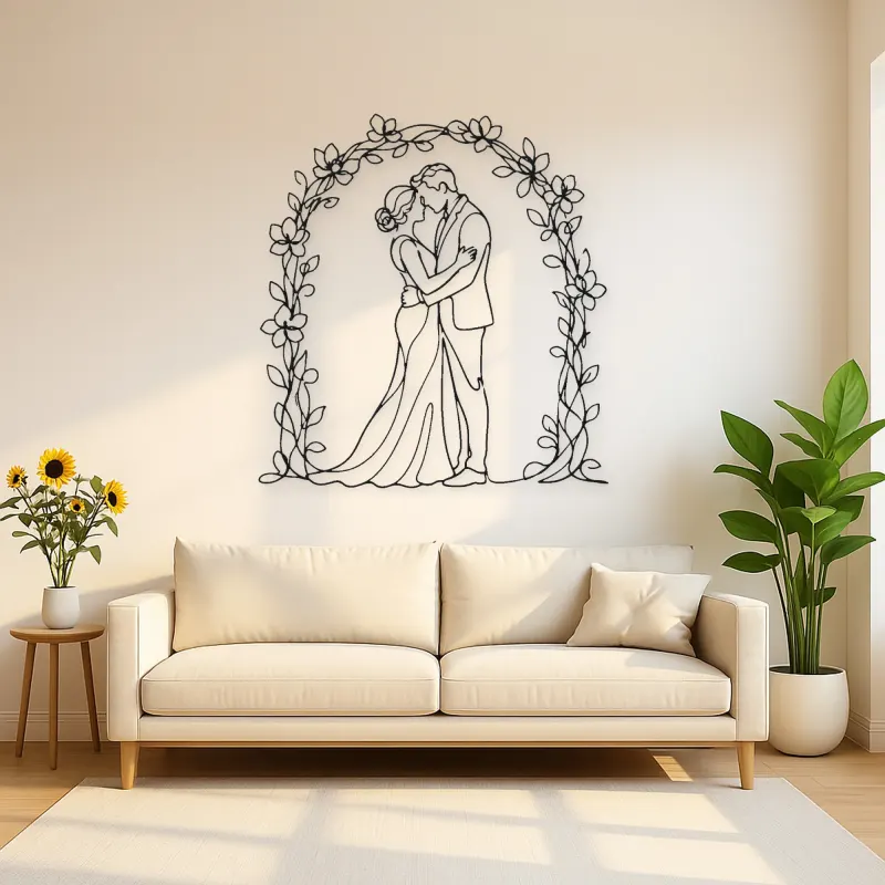 Flower Arch Pair Metal Wall Art | Romantic Couple Decor