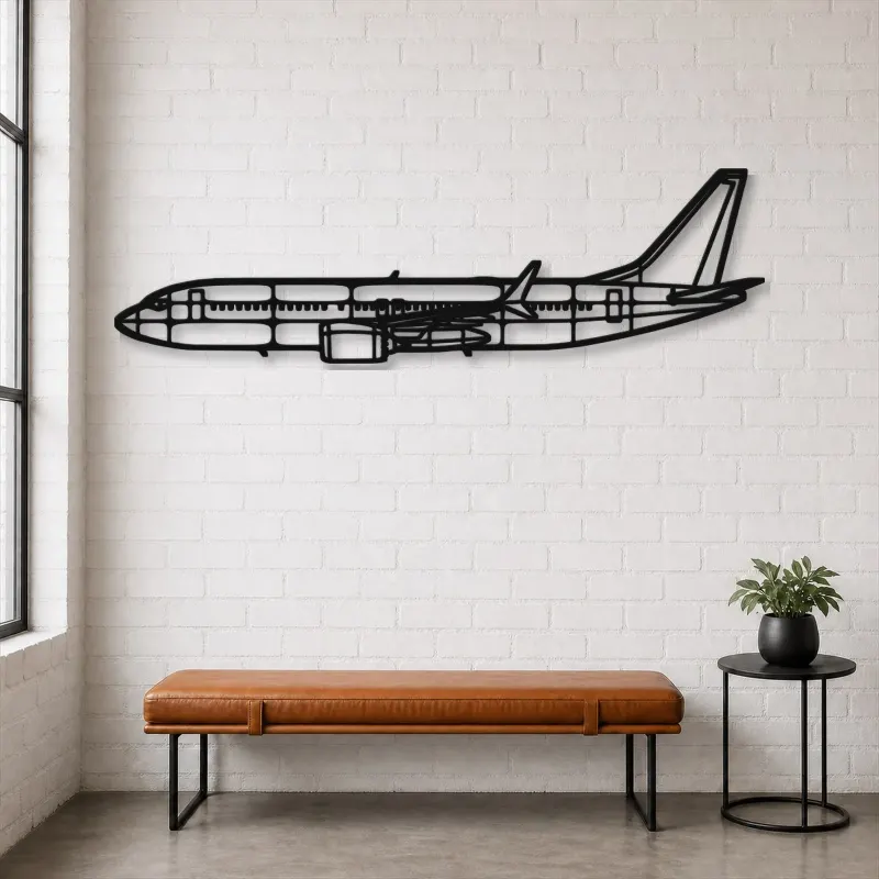 Silhouette d'avion en métal 737, décoration murale en métal, décoration aéronautique, cadeau pour pilote