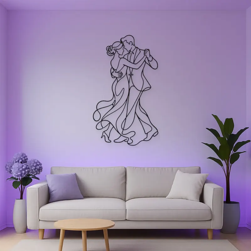 Dancing Close Embrace Metal Wall Art | Romantic Couple Decor