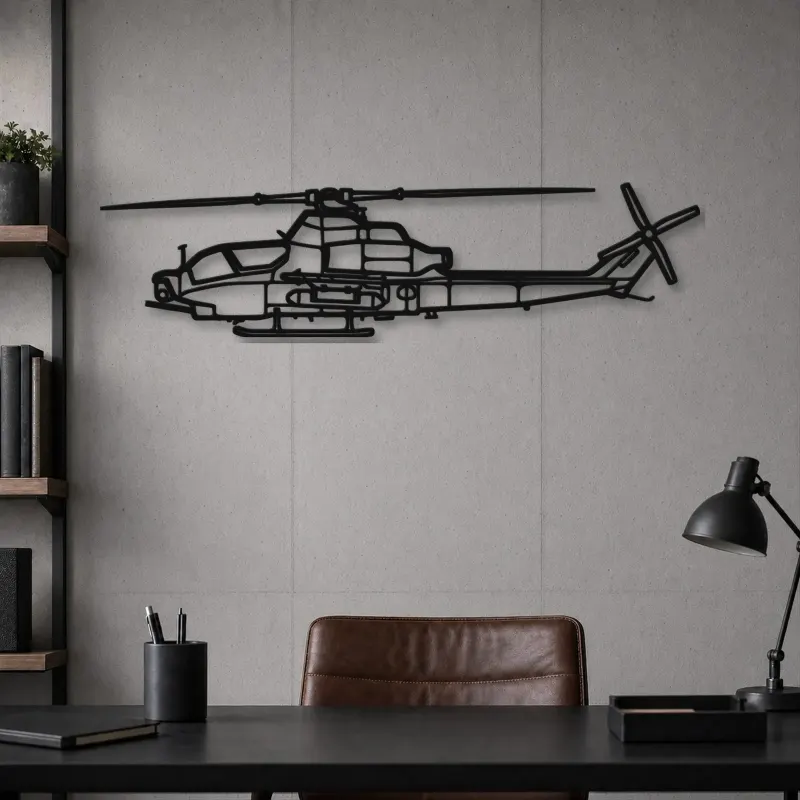 Silhouette in Metallo dell'Elicottero AH-1Z Viper, Decorazione per la Casa, Regalo di Compleanno, Silhouette di Aeromobile