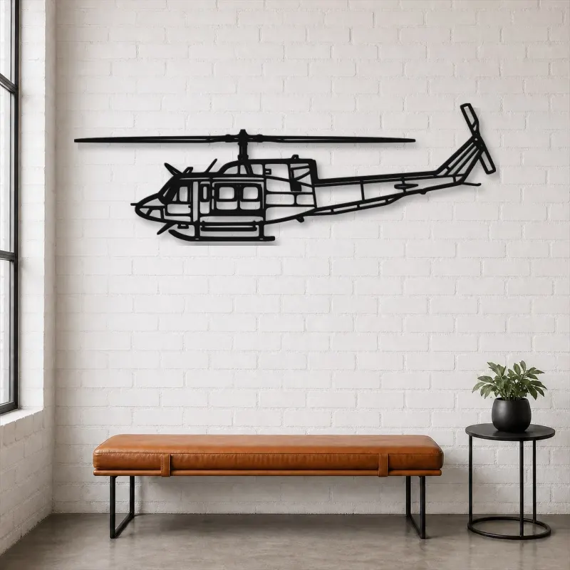 Silhouette d'avion Bell 212 Sentry en métal, Décoration murale en métal, Décor aéronautique, Cadeau pour aviateur