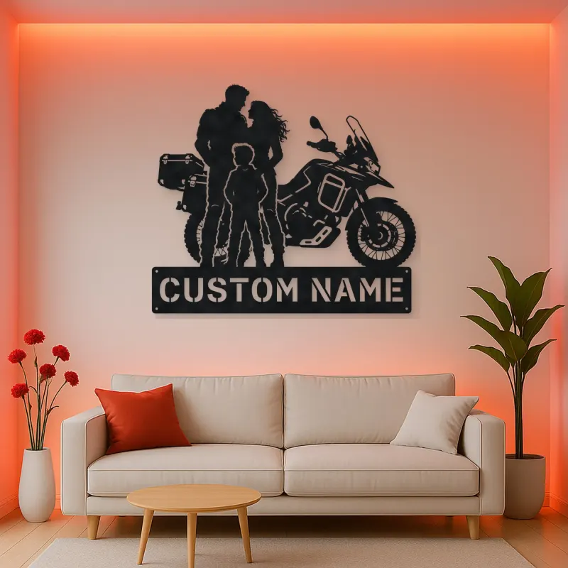 Personalized Adventure Motorcycle Family Metal Wall Art