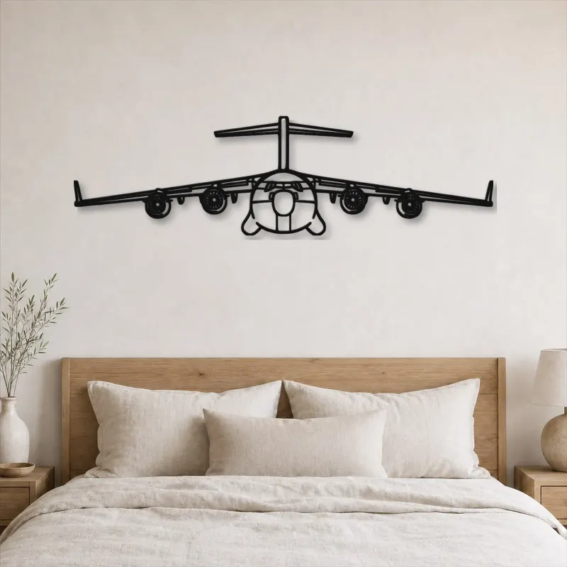 Silhouette d'avion C-17 Globemaster III en métal, Décoration murale en métal, Décor aéronautique, Décor d'aviation