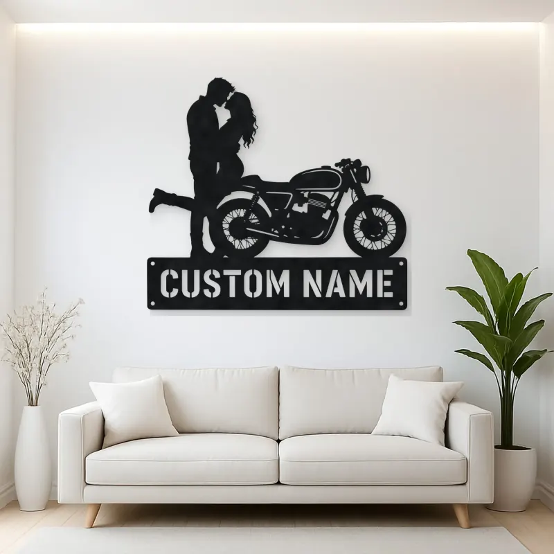 Personalized Cafe Racer Couple Metal Wall Art
