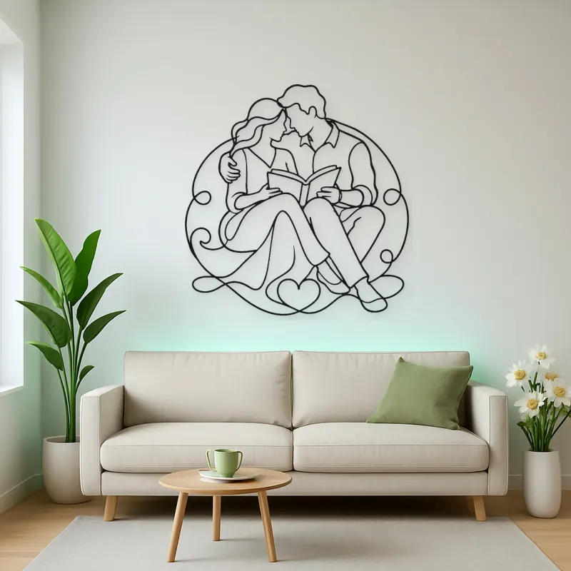 Shared Book Couple Metal Wall Art | Romantic Couple Decor