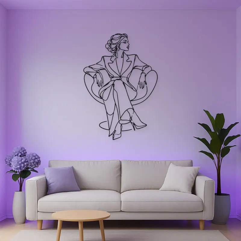 Seated Couture Pose Metal Wall Art | Fashion Figure Wall Decor