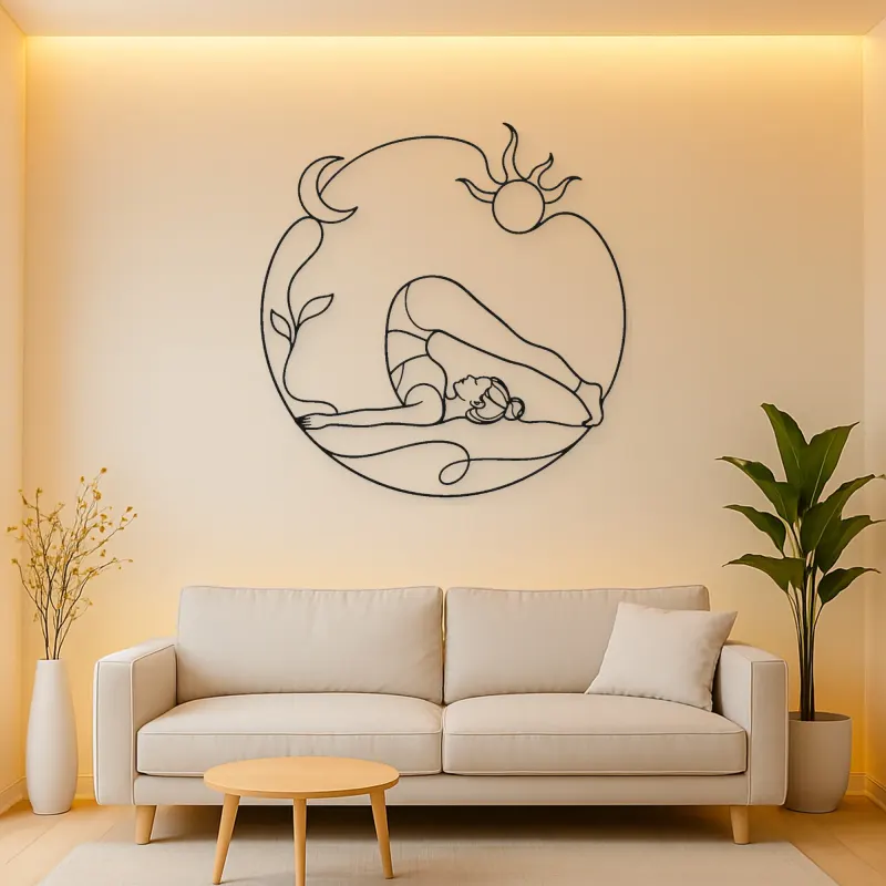 Plow Pose Curve Metal Wall Art | Yoga and Meditation Wall Decor