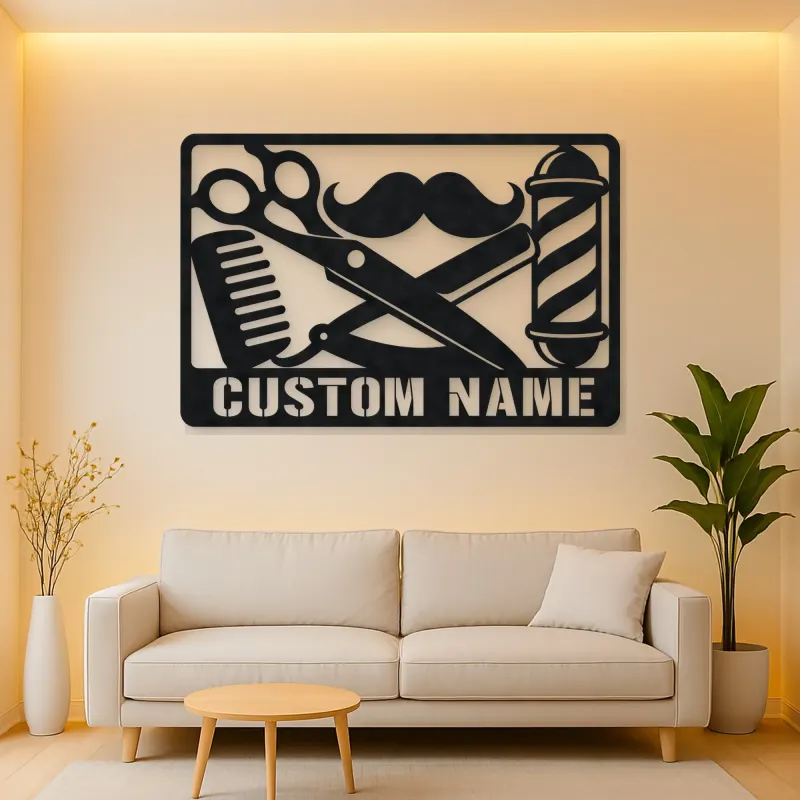 Personalized Barber Tools Metal Wall Art