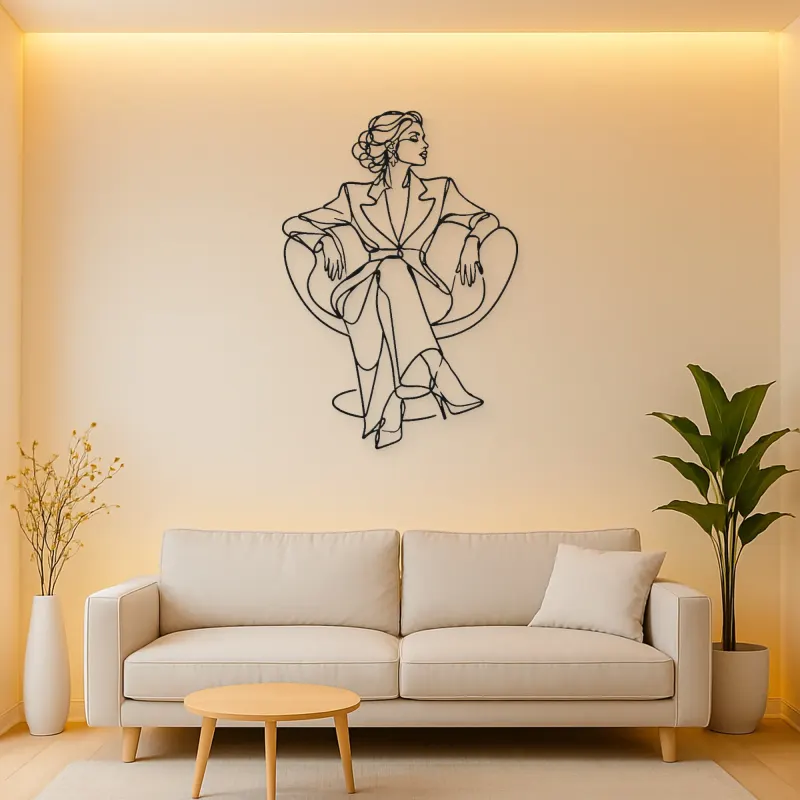 Seated Couture Pose Metal Wall Art | Fashion Figure Wall Decor