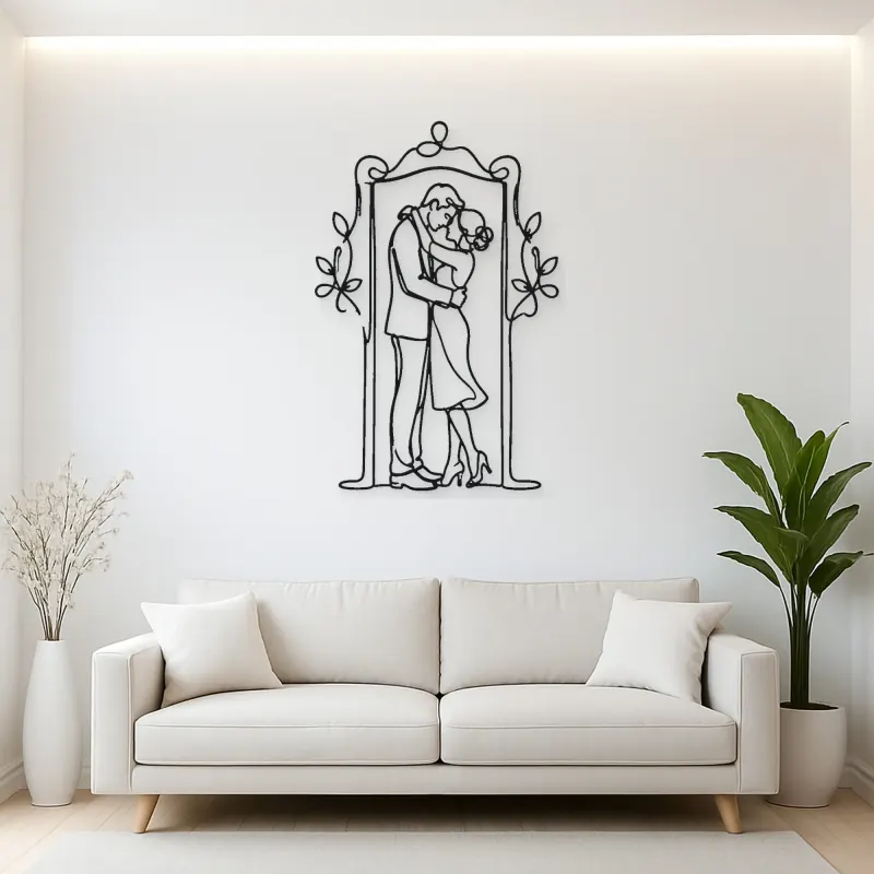 Doorway Hug Couple Metal Wall Art | Romantic Couple Decor
