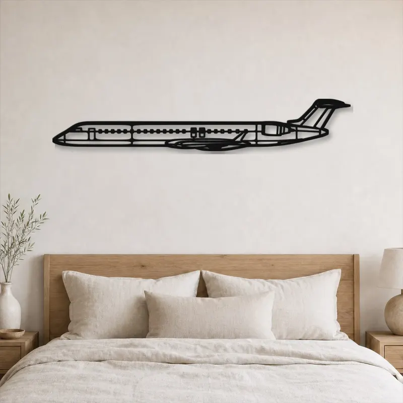Insegna in metallo silhouette aereo CRJ900, Silhouette aereo in metallo, Decorazione parete aviatore, Decorazione aviazione