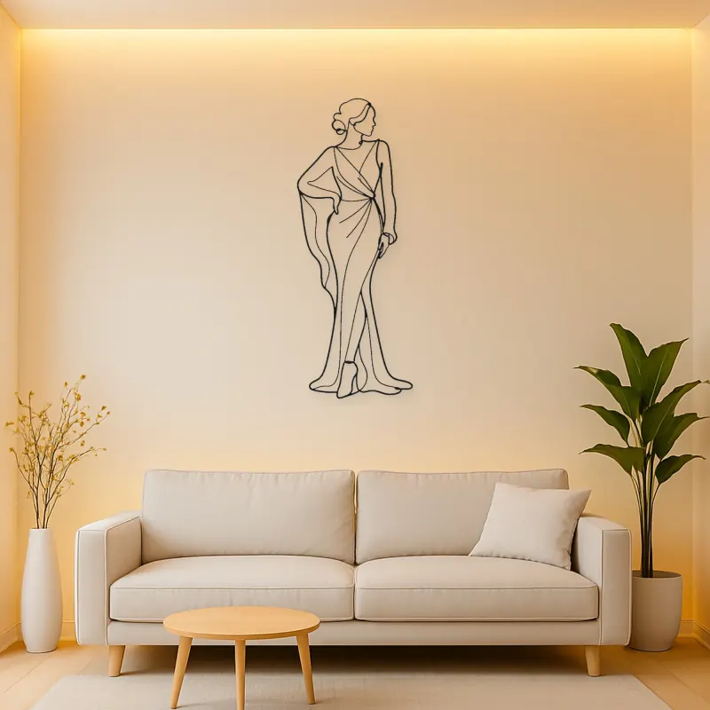 Draped Sleeve Pose Metal Wall Art | Fashion Figure Wall Decor