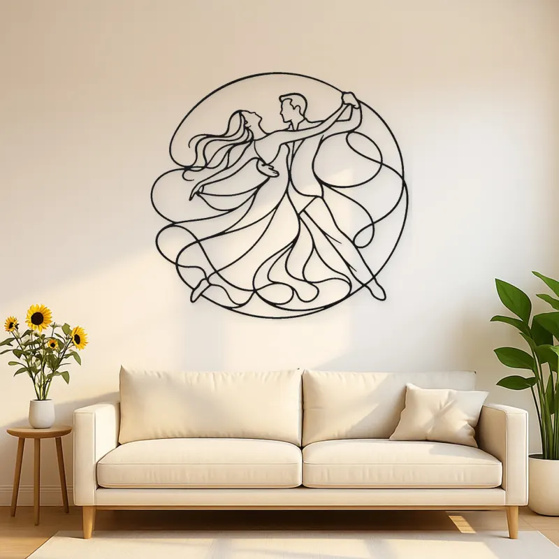 Contemporary Floor Flow Metal Wall Art | Couple Dance Wall Decor