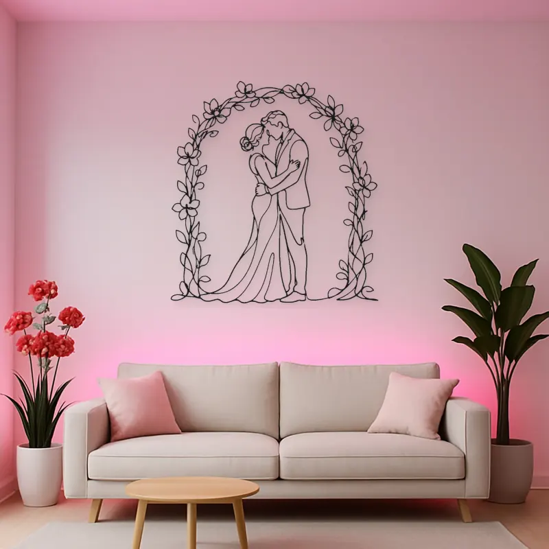 Flower Arch Pair Metal Wall Art | Romantic Couple Decor
