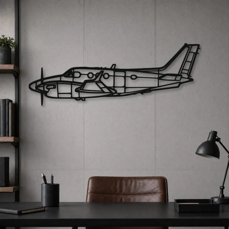 Silhouette en métal d'avion King Air C90 GTX, Décoration murale en métal, Décor aéronautique, Décor d'aviation