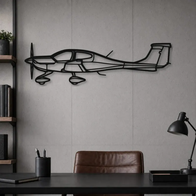 Silhouette d'avion DA40 en métal, Décoration murale aéronautique
