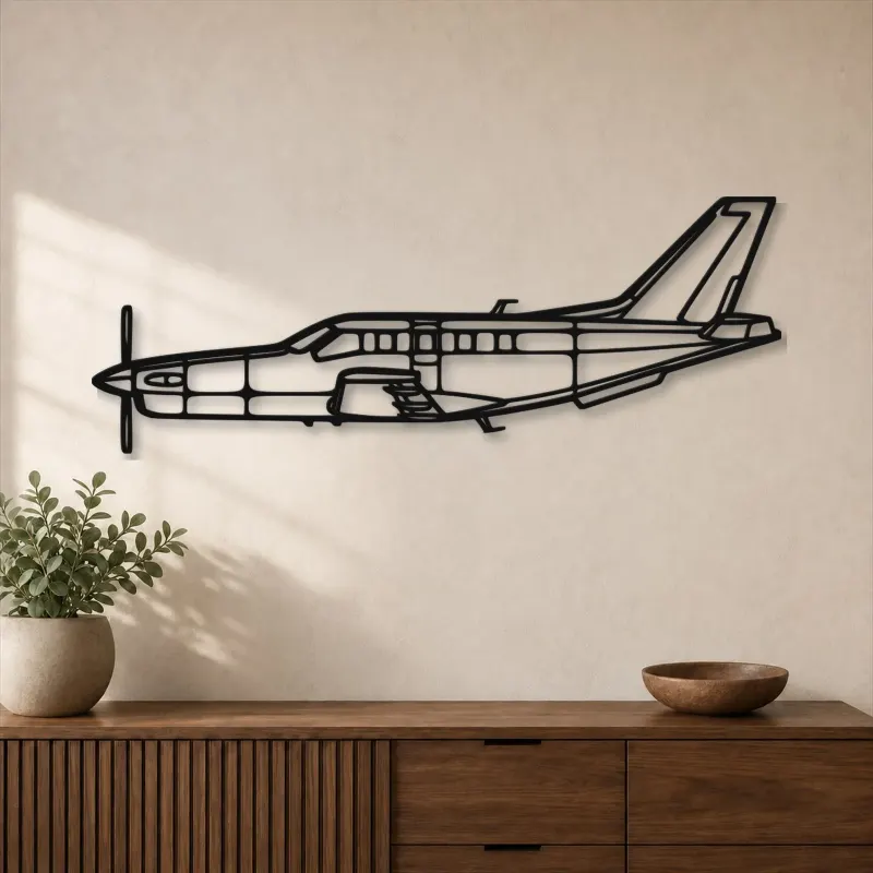 Insegna in metallo silhouette aereo TBM 700B, Silhouette aereo in metallo, Decorazione murale aviatore