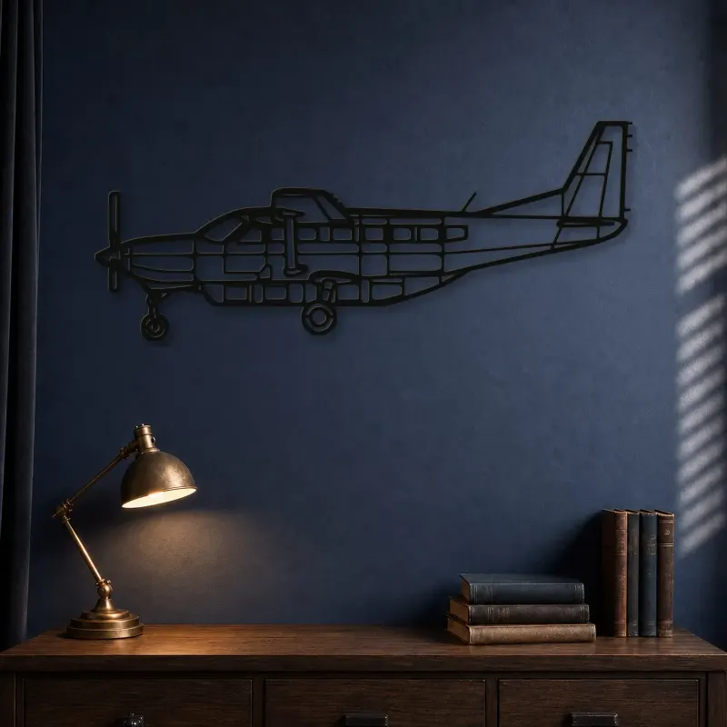 Silhouette en métal d'avion 208 Caravan, décoration murale en métal, décoration aéronautique, cadeau pour pilote