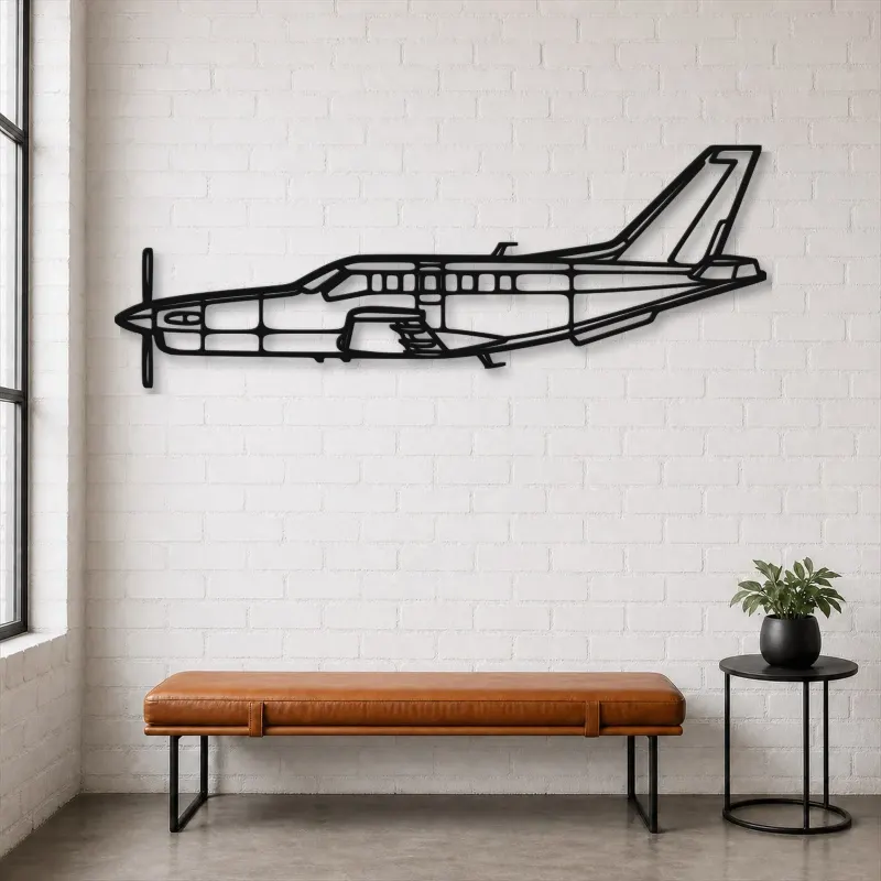 Insegna in metallo silhouette aereo TBM 700B, Silhouette aereo in metallo, Decorazione murale aviatore