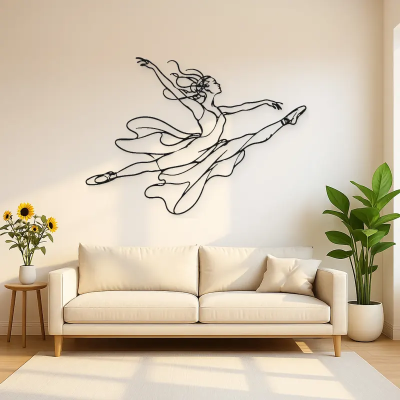 Ballet Grand Jete Metal Wall Art | Dance Silhouette Wall Decor