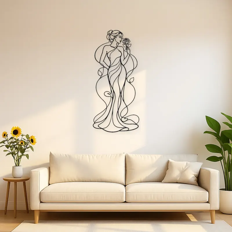 Stehende Rosen Muse Metallschild | Botanische Frauen Wanddekoration