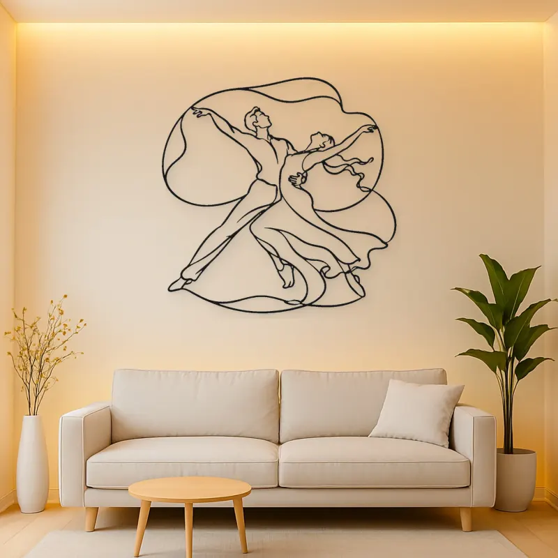 Contemporary Duet Curve Metal Wall Art | Couple Dance Wall Decor