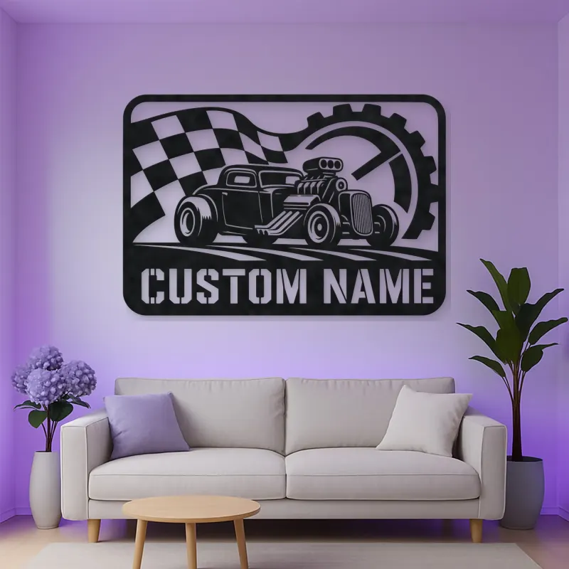 Personalized Hot Rod Racing Metal Wall Art