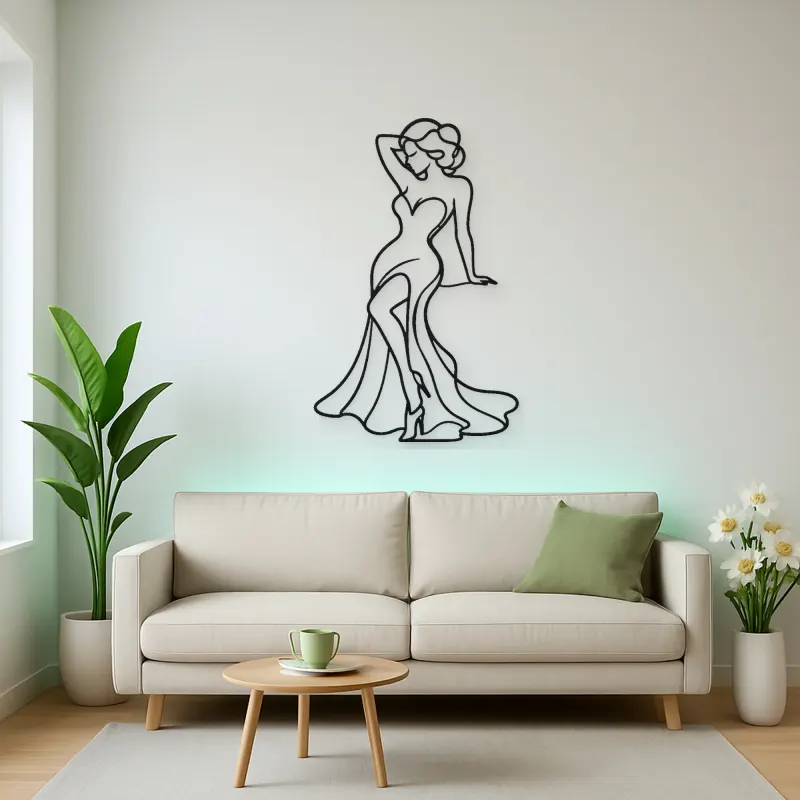 Classic Pinup Silhouette Metal Wall Art | Fashion Figure Wall Decor