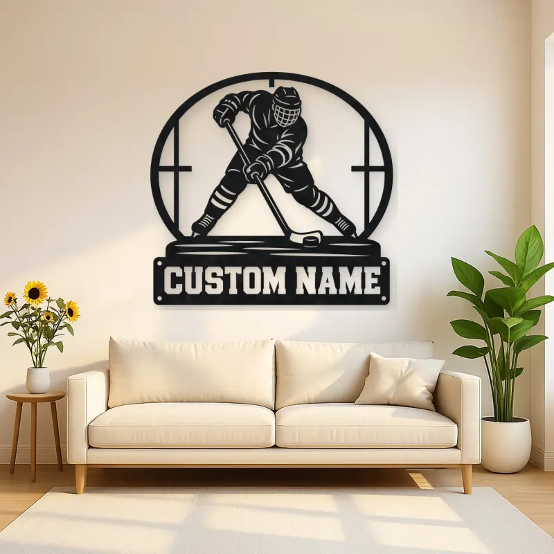 Personalized Ice Hockey Player Metal Wall Art