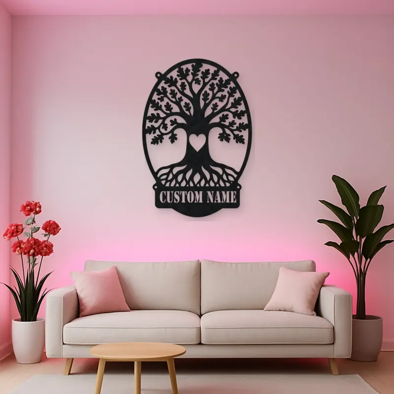 Personalized Oak Tree Metal Wall Art with Heart