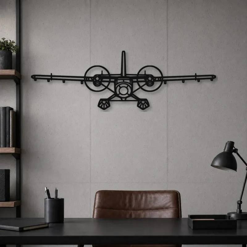 Silhouette d'avion DHC-6 Twin Otter en métal, Décoration murale aéronautique