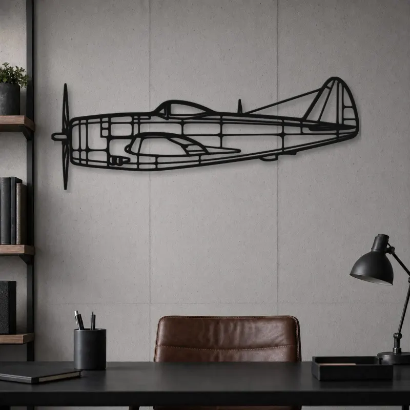 Silhouette d'avion en métal P-47D, décoration murale aéronautique
